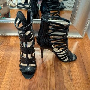 Nine West Black Strappy Cutout High Heel Sandals